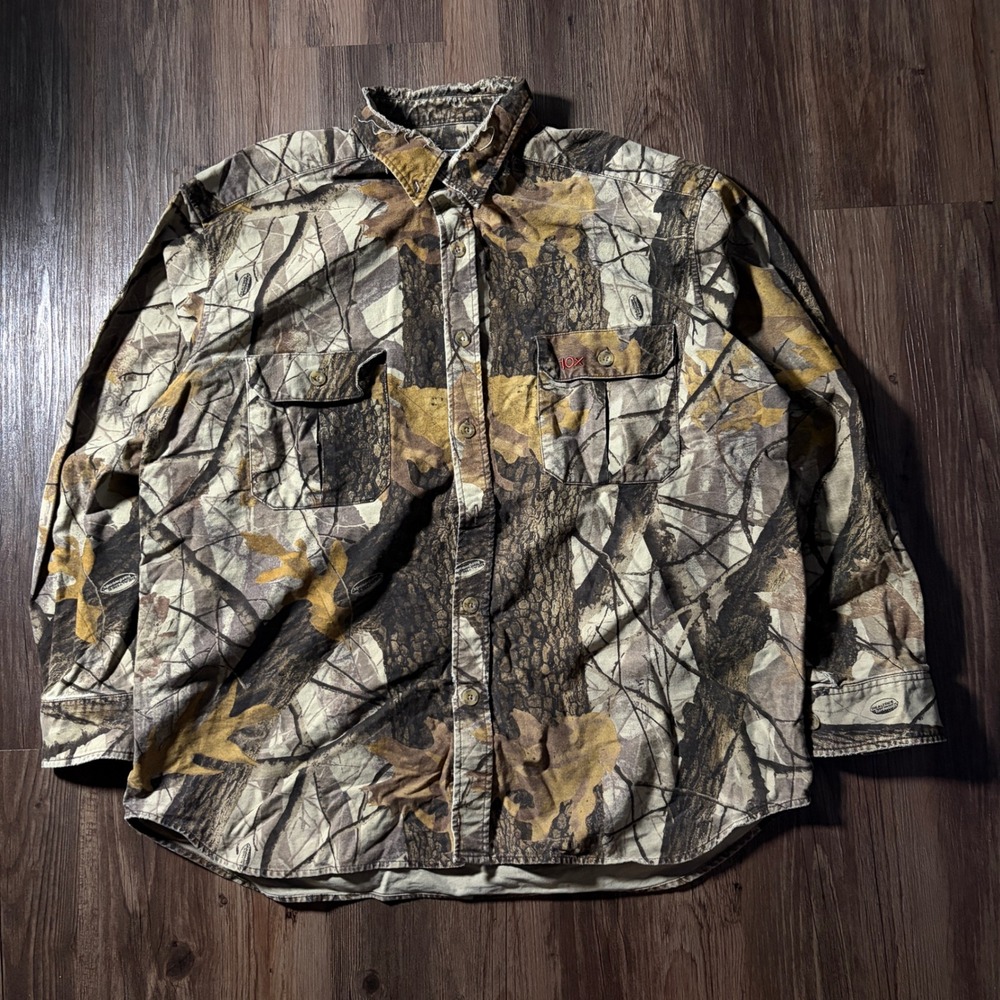 10X Men's Camouflage Long Sleeve Button‎ Up Shirt XLarge Regular Outdoor Hunting